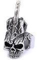 Detailed view of vintage gothic skeleton middle finger ring in 316L stainless steel - 23305