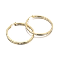 Golden stainless steel round hoop earrings with full pavé white diamonds for women - 50mm / Gold