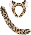 Faux fur leopard print costume set featuring plush animal ears headband and long tail - Leopard 2pcs Set (Headband+Tail)