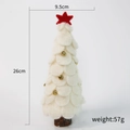 Árbol de Navidad de fieltro de lana crema 26cm con estrella roja y campanas doradas - Grande / Blanco