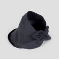 Detailed view of a black breathable linen visor sun hat for women with decorative bow - M(56-58cm) / Black