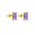 Elegant S925 sterling silver stud earrings featuring purple rectangular cubic zirconia - 925 Silver / Gold Purple