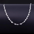 S925 sterling silver chain with radiant sunburst texture on oval links in silver - Rice Carved Chain 40+5cm / White Gold