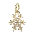 Golden snowflake pendant charm with crystal inlay for DIY jewelry making - 045-Fine Snowflake