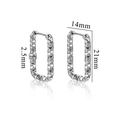 Detailed dimension guide for silver rectangular earrings with hammered texture finish - Diamond Cut Ear Buckle (1840) / Diamond Cut - Steel Color