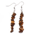 Close-up of dangling natural tiger eye stone earrings with polished crystal beads - Tiger Eye Stone Bracelet