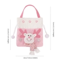 Pink and white reindeer Christmas gift bag in soft fabric with size dimensions - Pink White Patchwork Apple Bag Reindeer