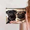 Trousse à maquillage en toile avec imprimé carlin réaliste et fermeture éclair noire - Style Imprimé Chien Carlin(jiayingpbb0416)