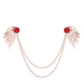 Spilla per colletto a catena con ali dorate e strass rossi per camicie moda - Oro / Zirconia Rossa