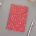 Pink and gold sequin notebook featuring a shimmering cover and minimalist cute style - Red