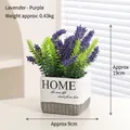 Realistic artificial lavender in home-themed ceramic pot for tabletop decoration - HOME Text Pot / Purple - Lavender