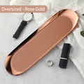 Extra large rose gold stainless steel jewelry tray with mirrored polished finish - Stainless Steel / Extra Large / Oval Rose Gold (30*9.5cm)