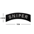 Tactical Sniper embroidered patch in black with white lettering for outdoor gear - Black White Arc Embroidery