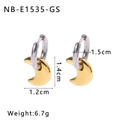 Boucles d'oreilles lune bicolores or et argent mesurant 1,5 cm par 1,4 cm de haut - Pendentif Lune / Or et Argent