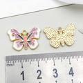 Colorful gradient oil drop butterfly pendant in purple, white and pink with gold edges - 1Pc Purple & White Drip Oil Butterfly / 15*22mm