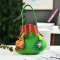 Green felt Christmas gift bag featuring a 3D reindeer doll and a star-topped tree - P3-3 Small Striped Handbag Reindeer