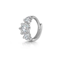 Silver stainless steel huggie hoop earring with three sparkling cubic zirconia stones - Three Stone Huggie Silver - 1PC