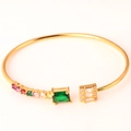 Verstelbare gouden armband met kleurrijke regenboogzirkonia en een groene smaragd geslepen steen - Regenboog Zirkoon Stijl 3