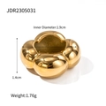 18K gold plated hollow flower stainless steel ring with 1.9cm inner diameter size - US 6 / Gold (JDR2305031)