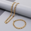Conjunto de collar y pulsera de eslabones de clip dorados en acero inoxidable pulido - Pulsera 20cm / Dorado