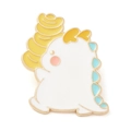 Cute cartoon monster enamel brooch in white and yellow with golden metal finish - Blue Fin Monster
