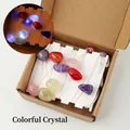 USB night light featuring colorful natural crystal stones with thin wire LED lights - Colorful Tumbled Stones String Light - 2m Flat Switch