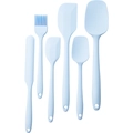 Light blue 6-piece silicone baking tool set including spatulas and oil brush - 6-Piece Set / Morandi Blue