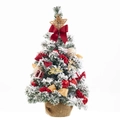 60cm flocked mini Christmas tree with red bows and ornaments on burlap base - 60cm Red Original Style