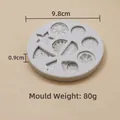 Detailweergave van mini-fruit siliconen mal voor fondant, formaat 9,8cm en 80g gewicht - Diameter 9,8 cm Dikte 0,9 cm / Grijs