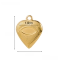 Macro view of gold stainless steel heart pendant with sunburst texture and eye motif - Gold Eye Sacred Heart-BP43585DW0