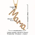 Golden MAMA pendant necklace with multi-color zircon insets and 45cm copper chain - Gold-D367 Multicolor Zirconia