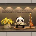 Panda storage tray set with wooden key holder and decorative artificial plant - Panda Yuanbao Storage Ornament - 3-Piece Set B