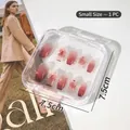 Brown gradient press-on nail set with 3D butterfly and heart in a 7.5cm display box - 7.5*7.5cm 1pc