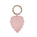Pink leaf-shaped leather hat clip with litchi texture and gold bamboo ring detail - Leaf Pink