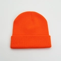 Classic orange double-layer knitted beanie hat for winter outdoor warmth and windproof use - Fluorescent Orange