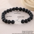 Bracciale regolabile in pietra lavica nera con croce in acciaio inossidabile placcato oro - Pietra Lavica da 8mm (NAM01-4) / Nero