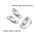 Set aus 3 versilberten Karabinerverschlüssen aus Kupfer mit geprägtem Rollendesign für Schmuck - Gemusterter Verschluss