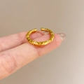 Adjustable gold butterfly ring with enamel texture and sparkling zircon accents - Lava Zircon