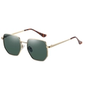 Gafas de sol doradas chic con lentes hexagonales verde oscuro y varillas de carey - Montura Dorada Lente Verde C4