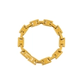 Dettaglio di un bracciale in acciaio al titanio dorato con maglie a H su sfondo bianco - Bracciale Oro 18cm