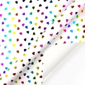 White gift wrapping paper featuring colorful holographic heart patterns in a roll - Colorful Heart / Single Sheet Size