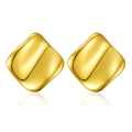 Minimalist square convex stud earrings in polished golden finish for women - Full 3D Curved Square Stud