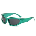Y2K futuristic sports sunglasses featuring a metallic green frame and dark grey lenses - Green Frame Grey Lens