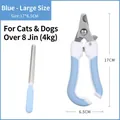Blue pet nail clipper and file set for dogs and cats, size 17x6.5cm for large pets - Large Set (With File) / Blue