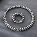 Conjunto de joyas de calavera estilo dark con collar y pulsera de acero inoxidable plata - Conjunto de Joyas Color Acero
