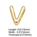 Close-up of gold-plated V-letter charm for bracelets with 15x12x5mm dimensions - Letter V