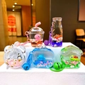 Porte-clés liquides créatifs avec animaux marins et paillettes colorées - Style Fermoir Mousqueton / Combo de pendentifs monde sous-marin (Mélange aléatoire)