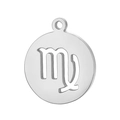 Colgante circular del zodiaco Virgo en acero inoxidable plateado para bisutería - Color Acero Virgo (KLJ4470-Z)