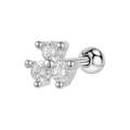 Elegante orecchino a lobo argento con tre zirconi trasparenti e chiusura a sfera sicura - 1# Cluster a 3 Pietre / Color Acciaio