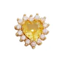 Golden heart-shaped charm with central yellow gemstone and white zircon halo - Light Yellow Heart (M641801-Light Yellow)